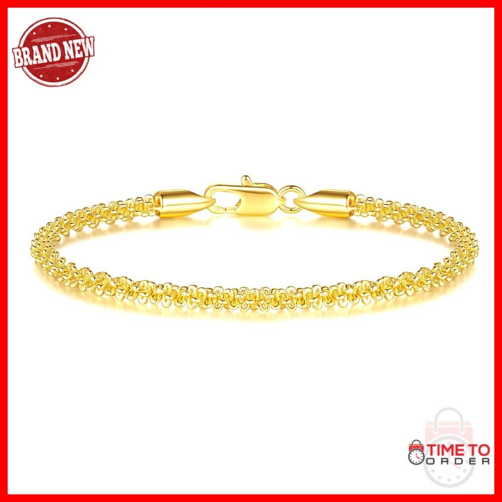 14K Gold Rope Chain Bracelet with Lobster Clasp 8 Inches